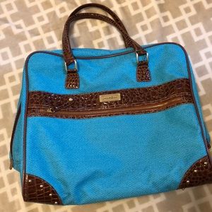 Samantha Brown Teal/Brown Tweed Weekender Luggage